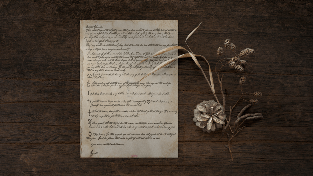 A picture of an antique style letter that leads to more information about the project